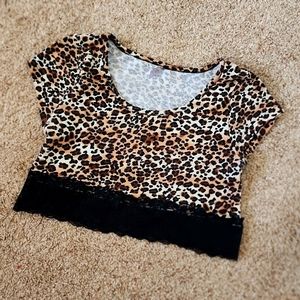 Leopard Lace Crop Top